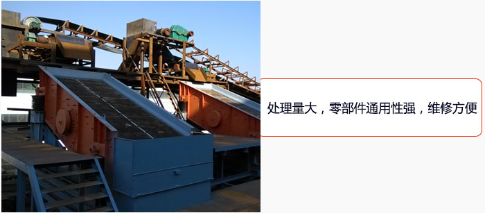 圓振動篩處理量大，零部件通用性強，維修方便。