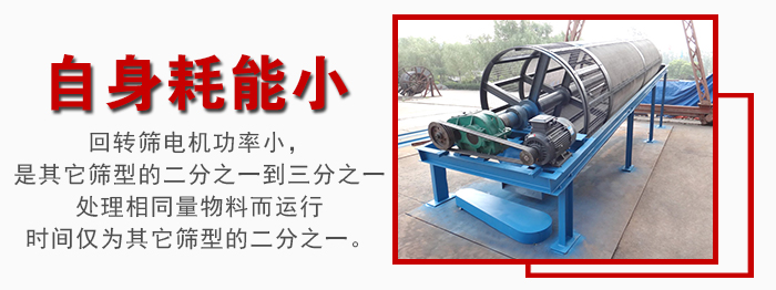 滾筒篩耗能小，使用壽命長，維修方便